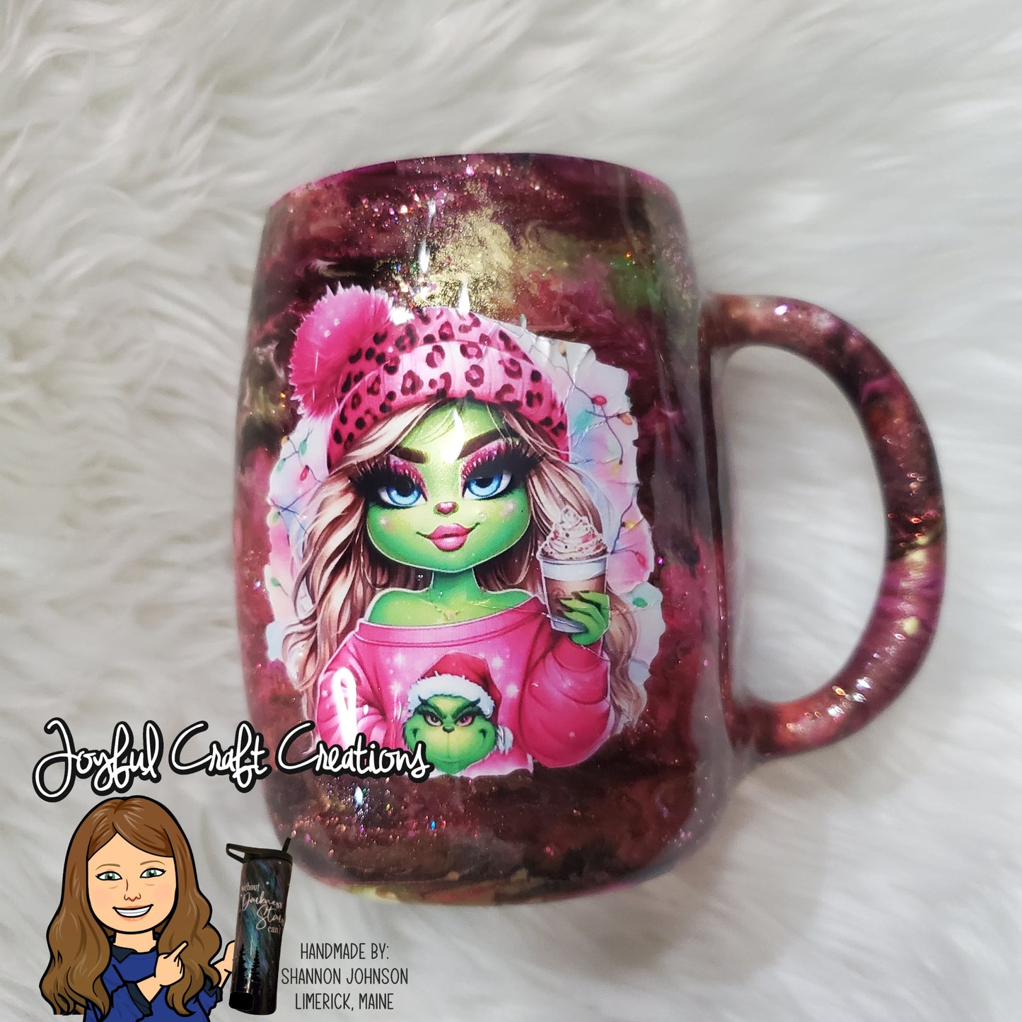 14 oz Girl Grinch Alcohol Ink Swirl