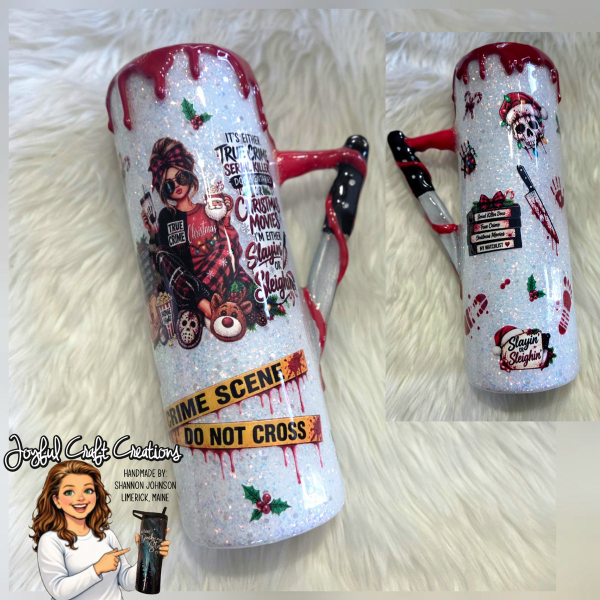 True Crime Christmas 3D Handle Epoxy Tumbler