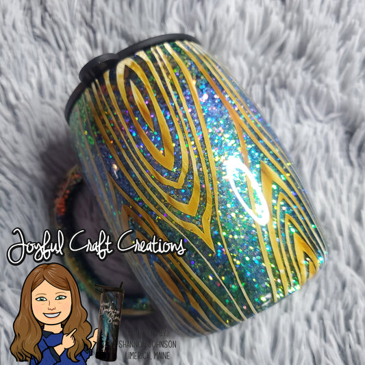 14 oz Woodgrain Glitter Mug