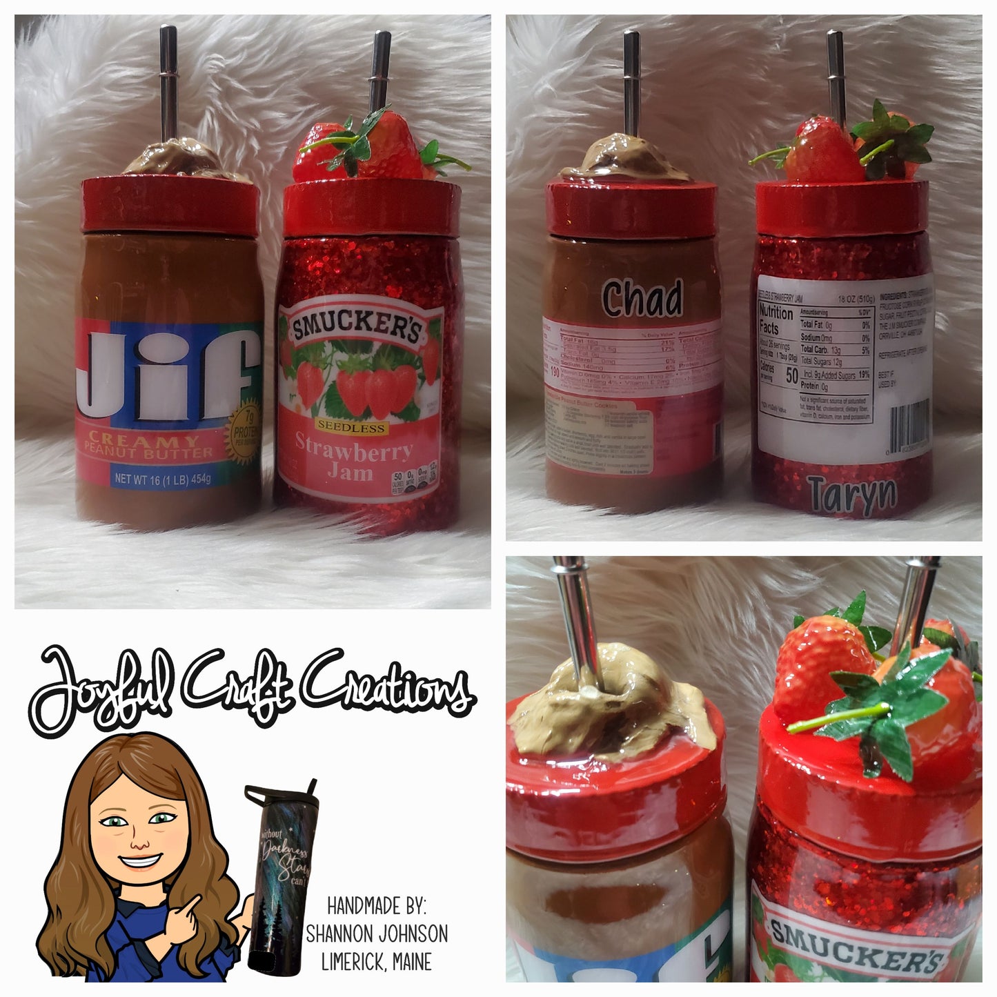 Peanut Butter or Jelly Mason Tumbler, or Set