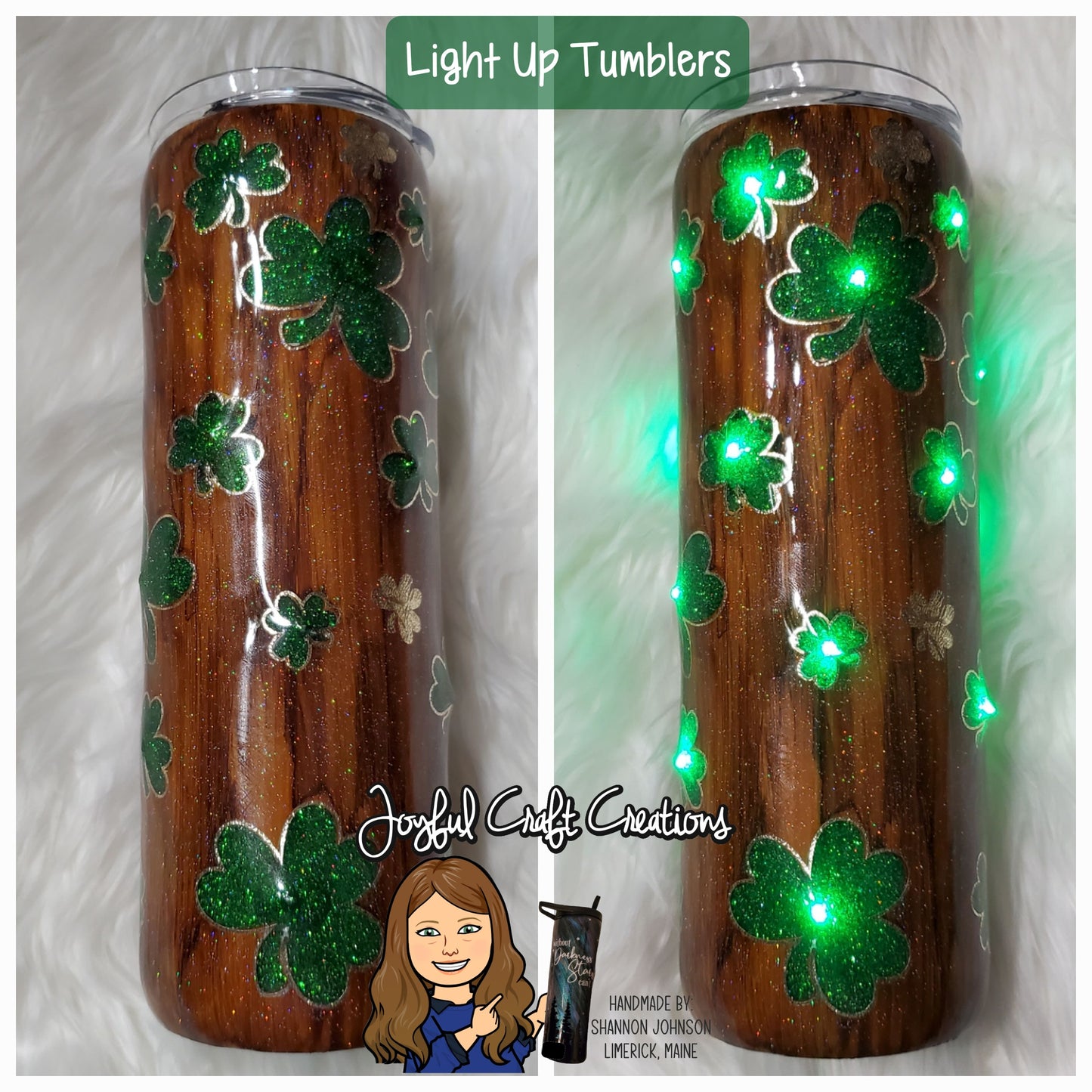 Light Up Tumbler - Shamrocks