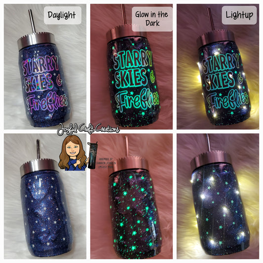 Light Up Tumbler - Fireflies (17 oz Mason)