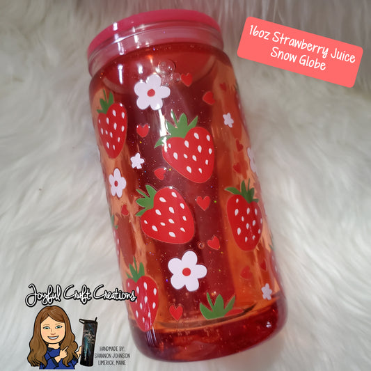 16 oz Acrylic Strawberry Juice Snow Globe