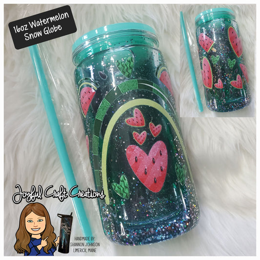 16 oz Acrylic Watermelon Snow Globe