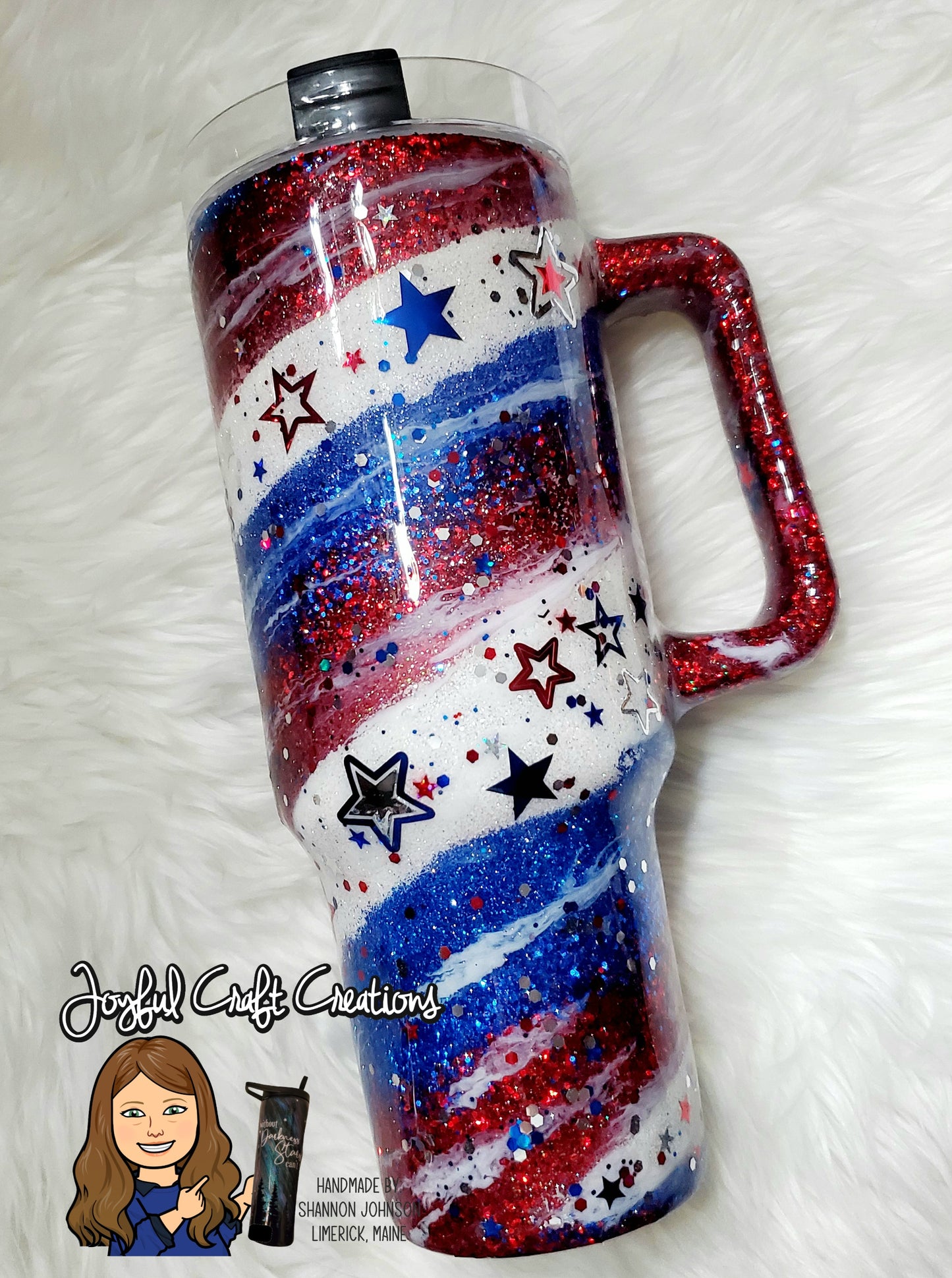 Patriotic Glitter Swirl Tumbler