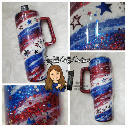 Patriotic Glitter Swirl Tumbler