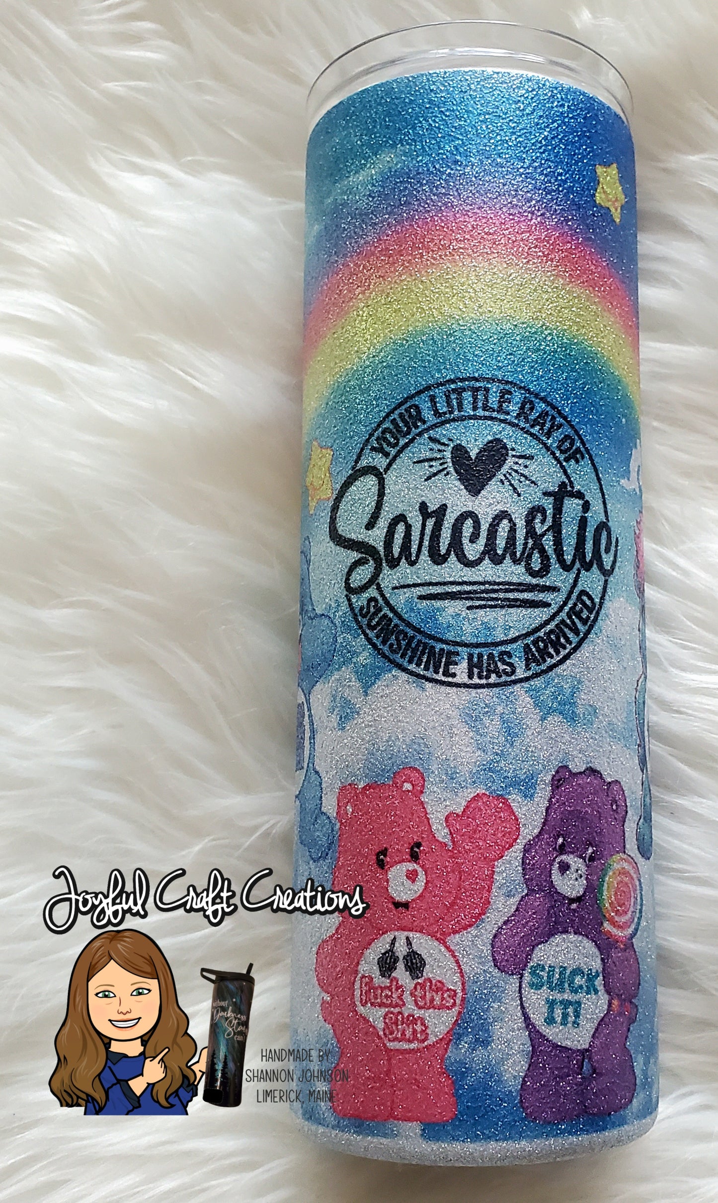 Sassy Swear Bear Glitter Sublimation 20 oz Tumbler
