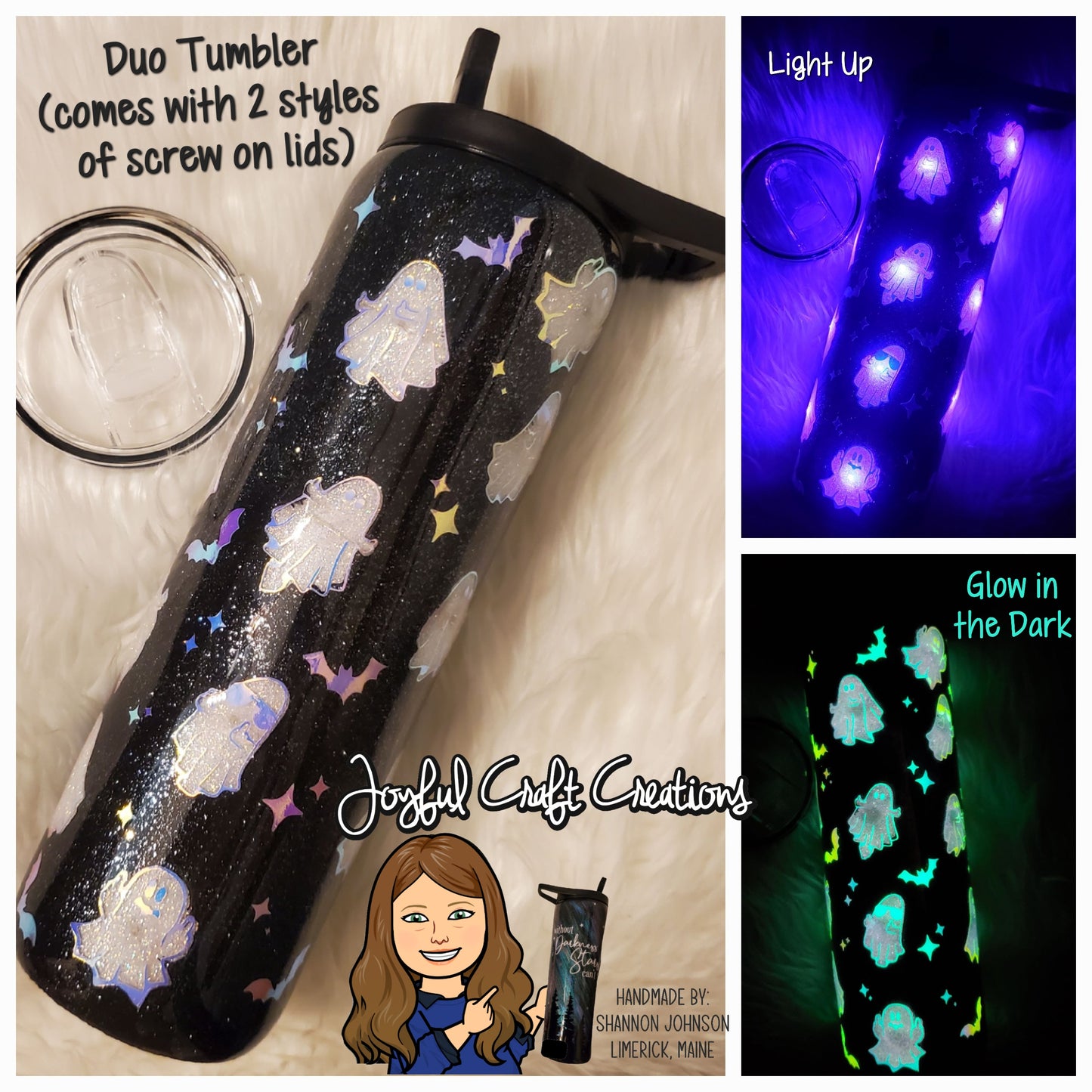 Light Up Tumbler - Ghosts "Flipping the Bird" Glow in the Dark