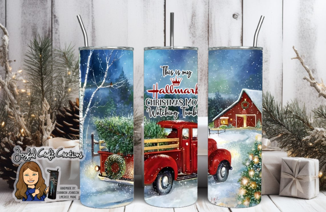 Hallmark Christmas Movie Watching Tumbler Sublimation