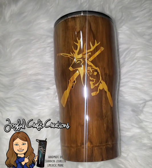 Hunting Fishing Woodgrain 20 oz Tumbler