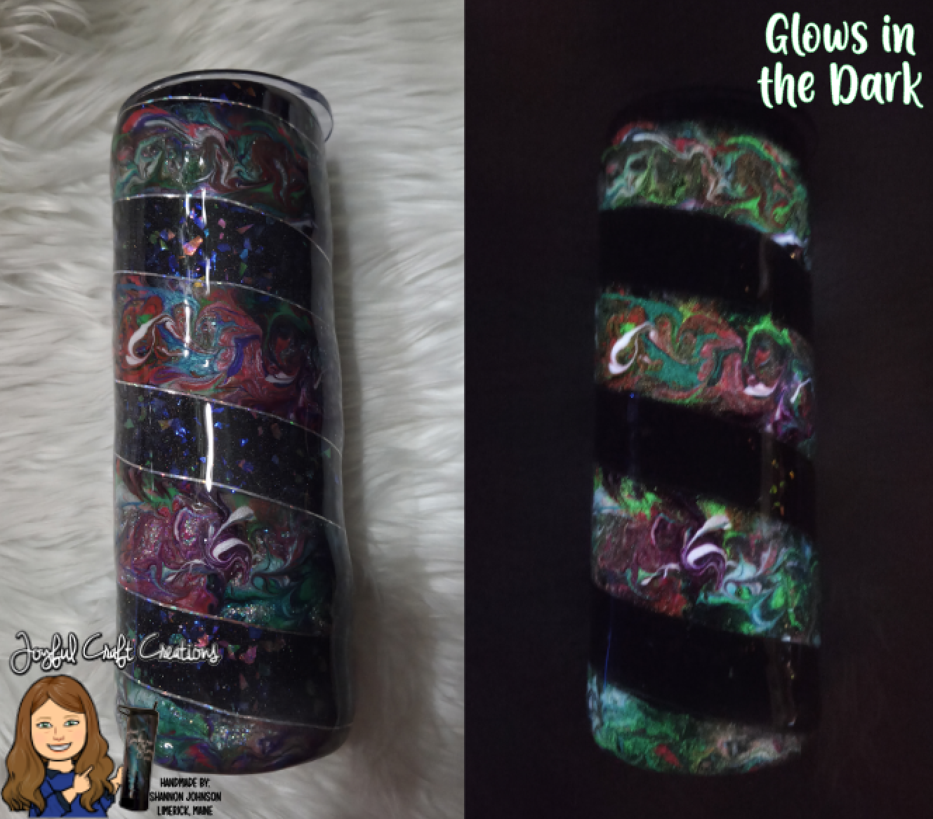 20 oz Glow-in-the-Dark Holographic Swirl Tumbler Ready to Ship