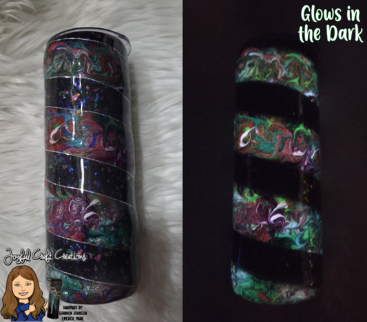 20 oz Glow-in-the-Dark Holographic Swirl Tumbler Ready to Ship