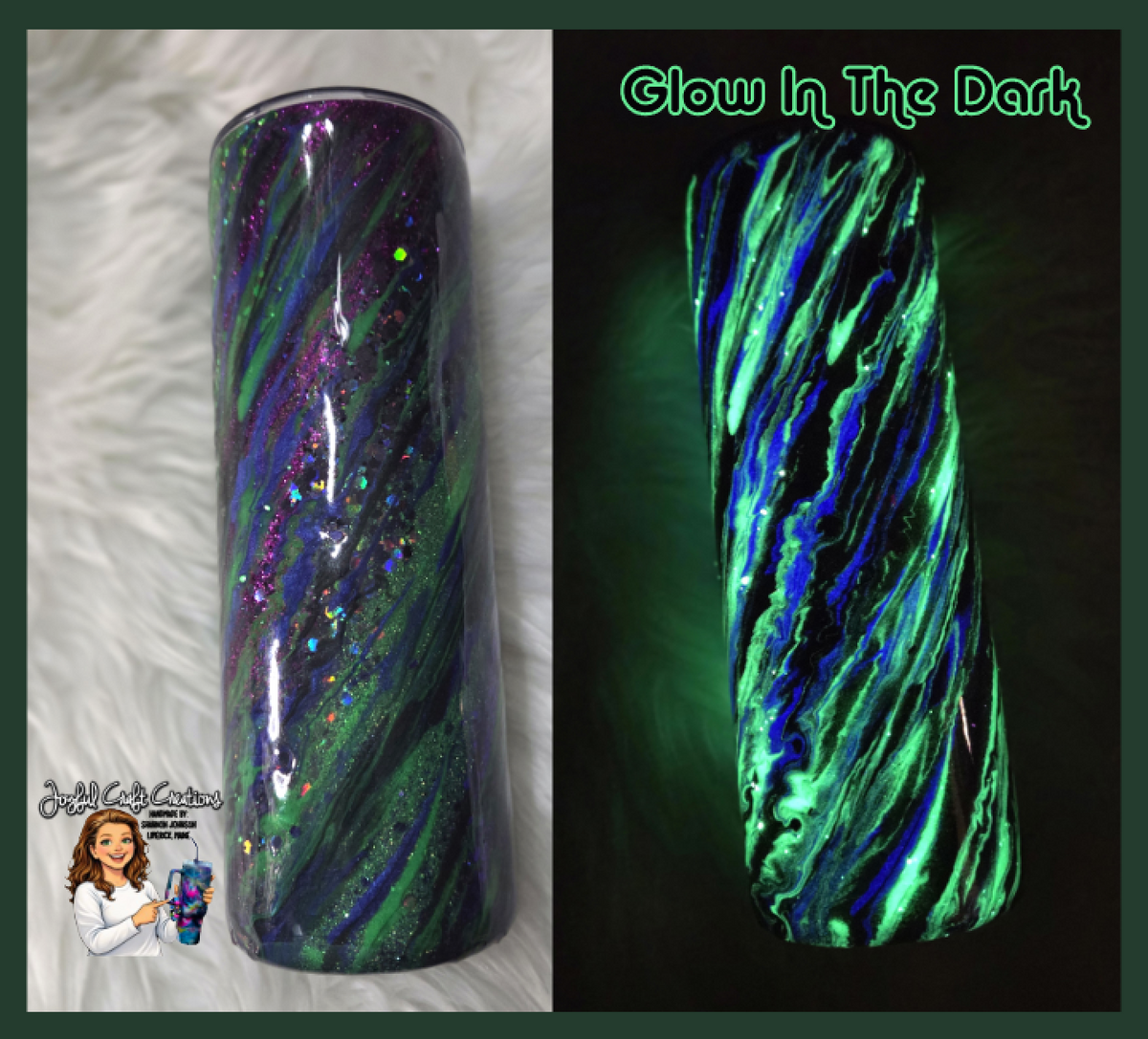 20 oz Purple, Black and Green Glow-in-the-Dark Epoxy Ready to Ship (RTS) Tumbler
