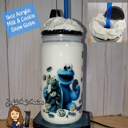 16 oz Acrylic Milk and Cookie Snow Globe