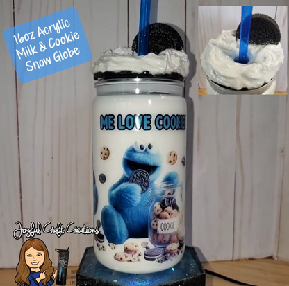 16 oz Acrylic Milk and Cookie Snow Globe