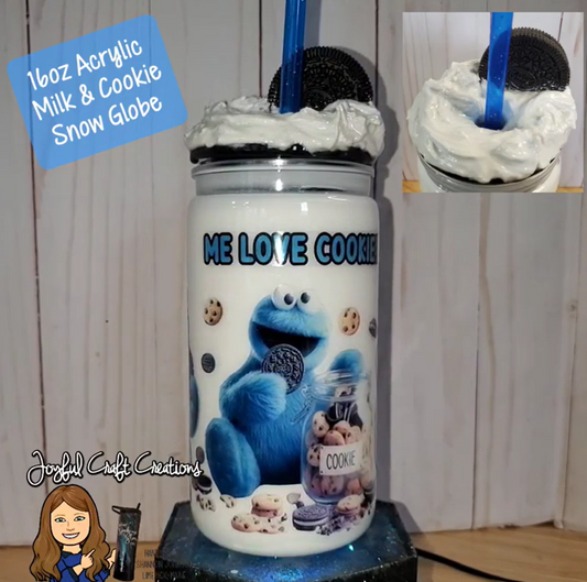 16 oz Acrylic Milk and Cookie Snow Globe