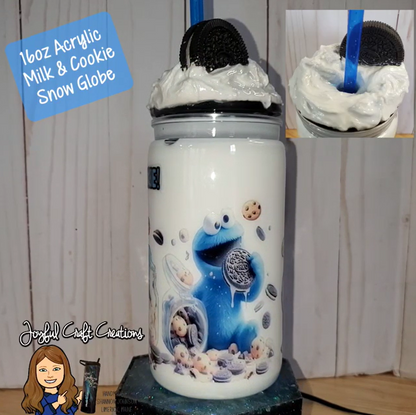16 oz Acrylic Milk and Cookie Snow Globe