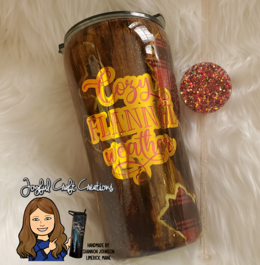 Cozy Flannel Weather Tumbler 20 oz Taper