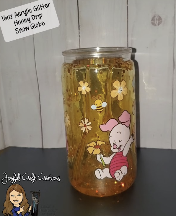 16 oz Acrylic Glitter Baby Pooh & Friends Honey Drip Snow Globe