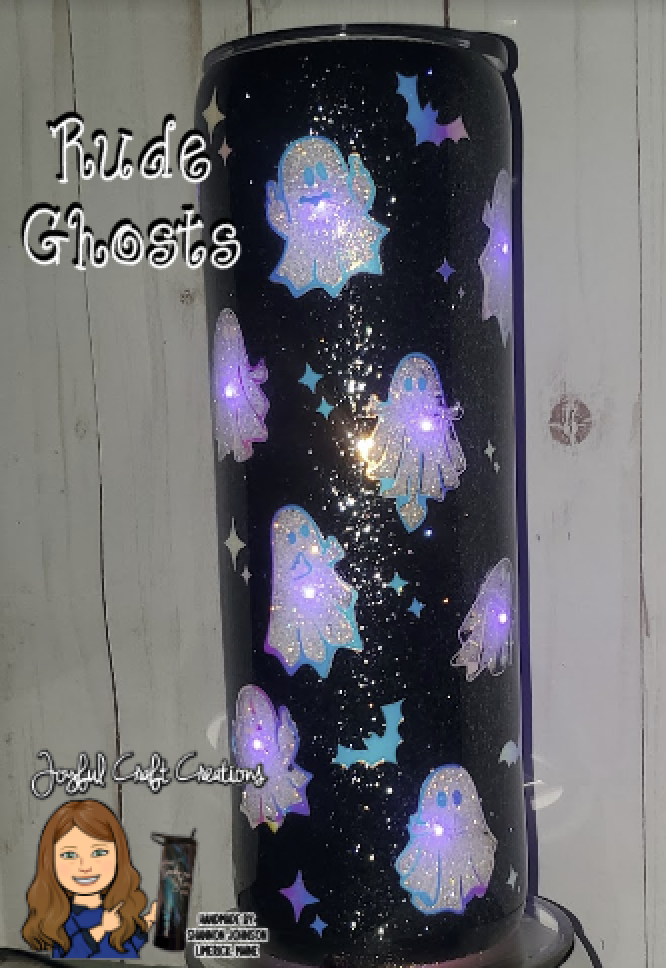 Light Up Tumbler - Ghosts "Flipping the Bird" Glow in the Dark