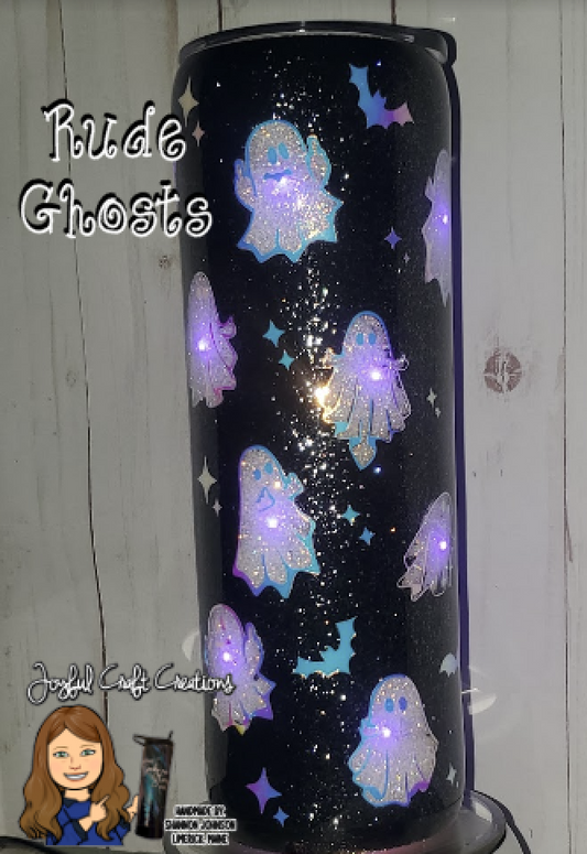 Light Up Tumbler - Ghosts "Flipping the Bird" Glow in the Dark