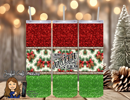 Most Wonderful Time of the Year - Pine Cones & Ribbon Sublimation