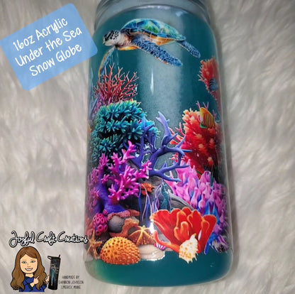16 oz Acrylic Glitter Snow Globe - "Under The Sea"