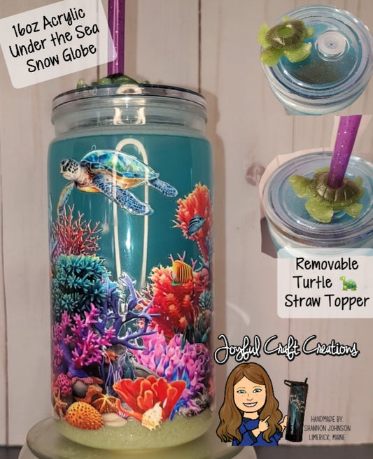 16 oz Acrylic Glitter Snow Globe - "Under The Sea"