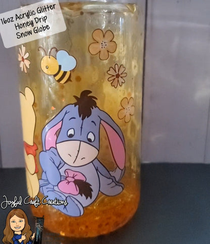 16 oz Acrylic Glitter Baby Pooh & Friends Honey Drip Snow Globe