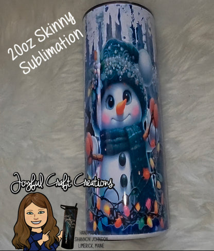Snowman and Tangled Lights Sublimation Tumbler