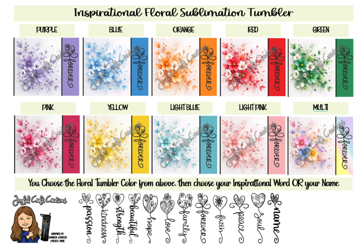 Inspirational Floral Sublimation Tumbler