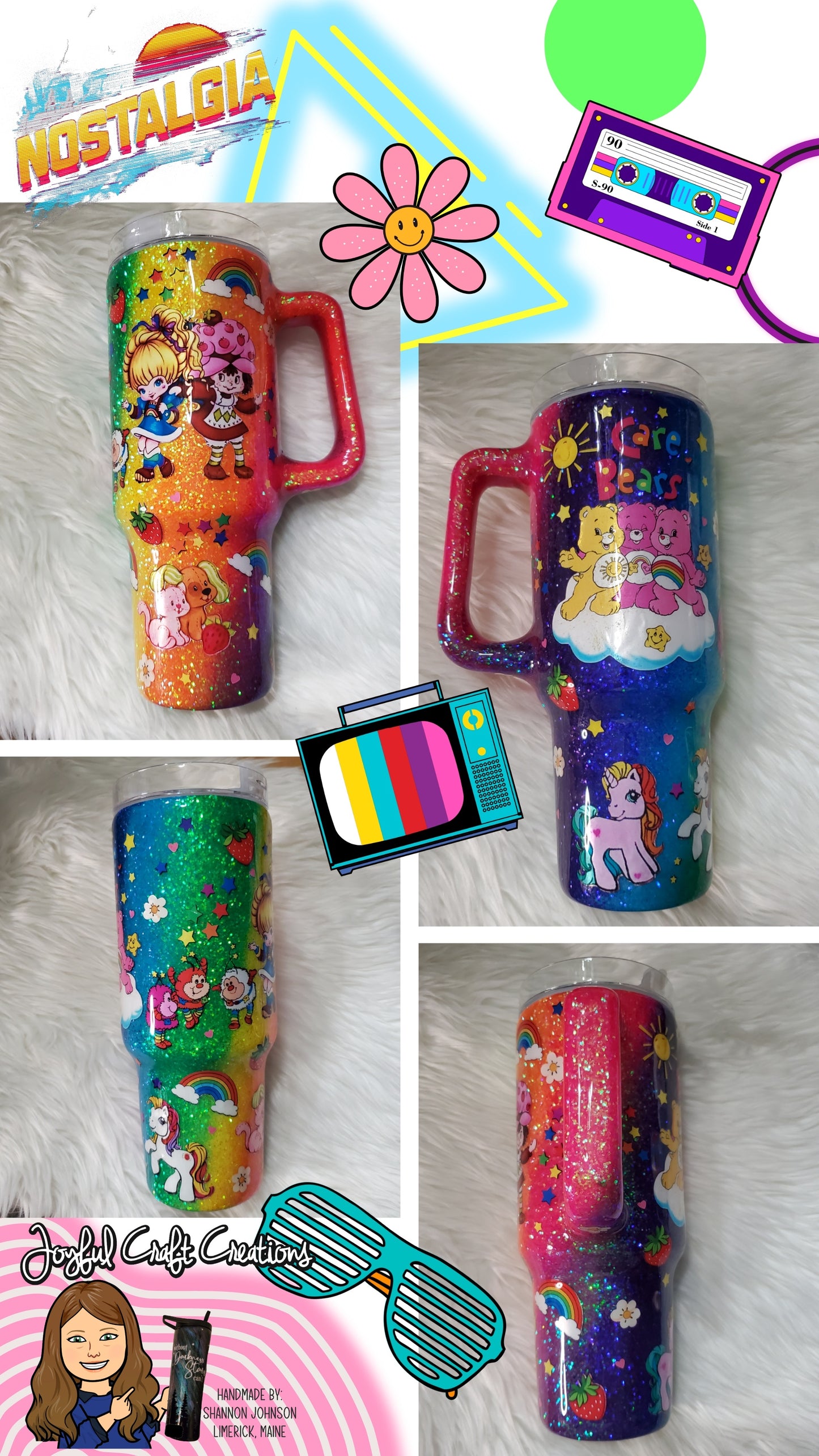 80s Rainbow Nostalgic Childhood Cartoon Tumbler