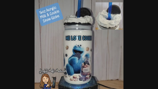 16 oz Acrylic Milk and Cookie Snow Globe