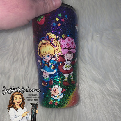 Retro Rainbow Glitter Friends 80s Tumbler