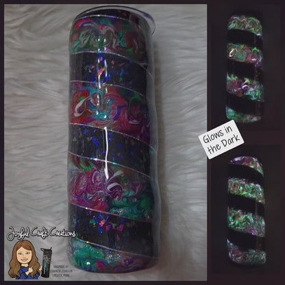 20 oz Glow-in-the-Dark Holographic Swirl Tumbler Ready to Ship