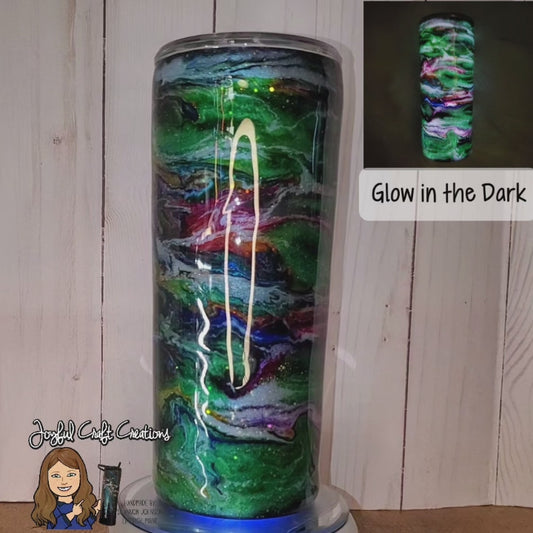 Glow in the Dark Alcohol Ink Swirl 20 oz Tumbler