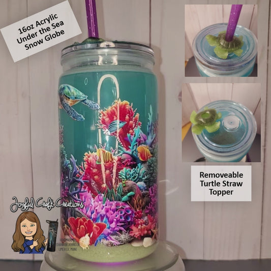 16 oz Acrylic Glitter Snow Globe - "Under The Sea"